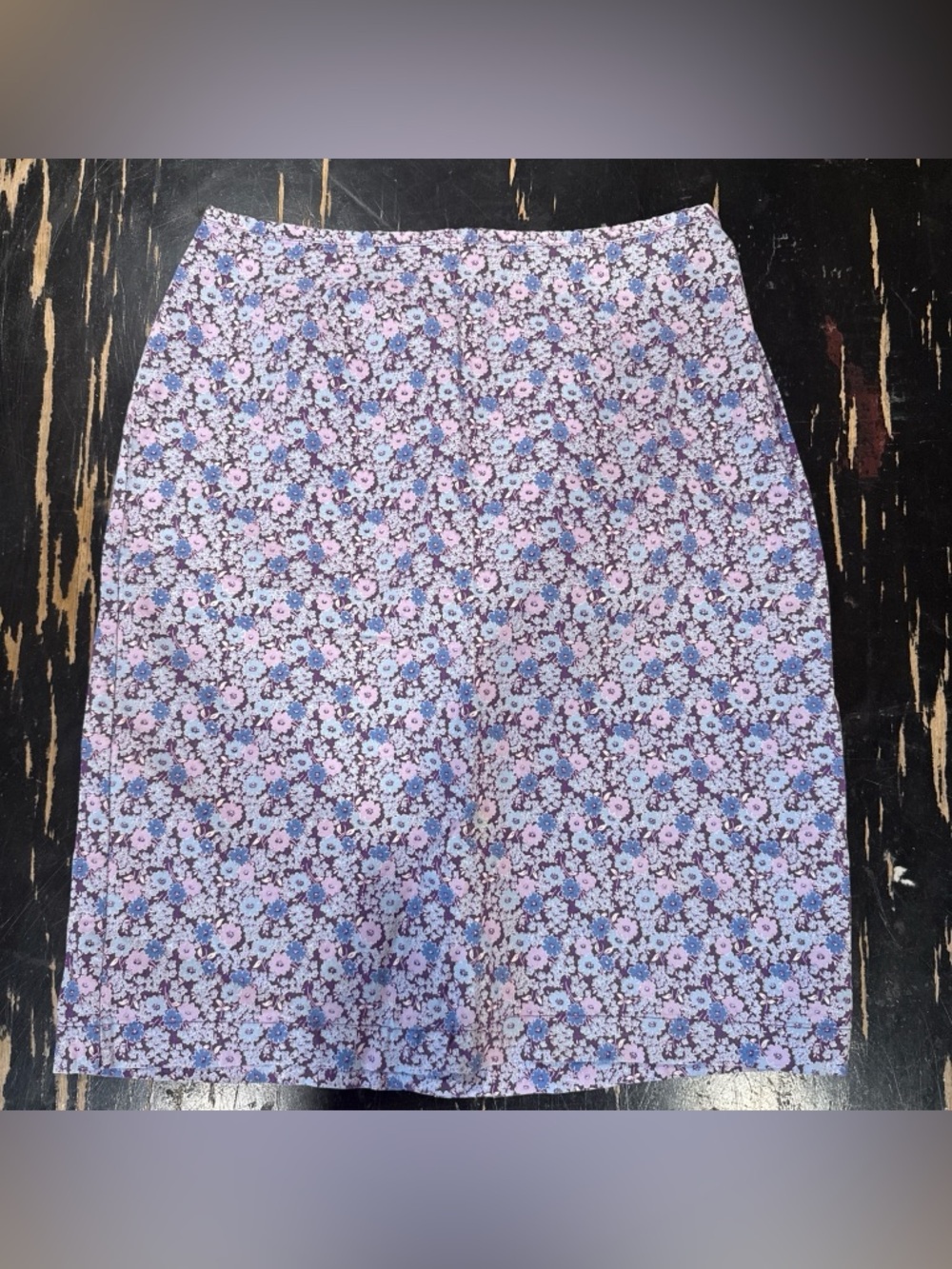 Vintage 90s Cherokee Spring Purple Floral Cotton Midi Skirt M Fairy Cottagecore